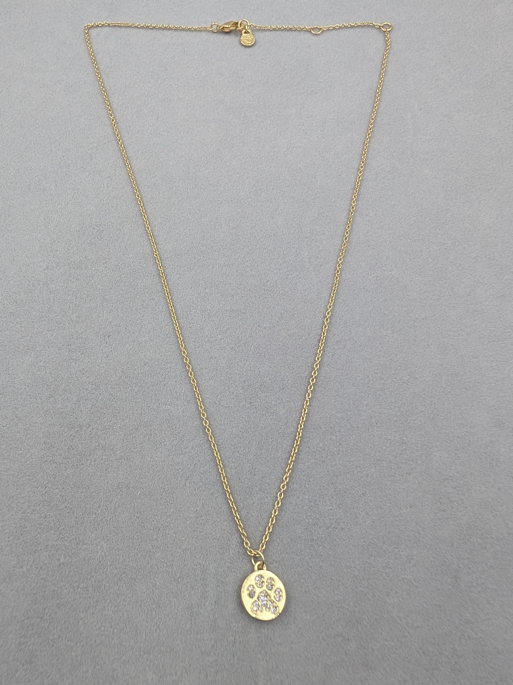 Spartina 449 Goldtone Crystal Paw Print & Heart Reversible Pendant Necklace m101 - Picture 5 of 7